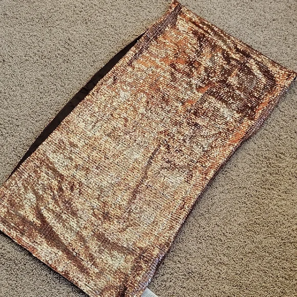 Lauren Ralph Lauren Sequined Wrap With Browntones With A Faint Plaid Pattern - Picture 1 of 7